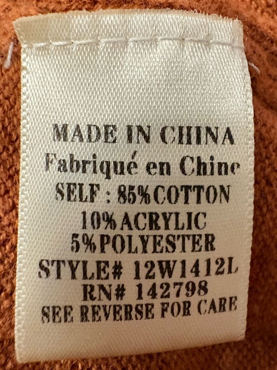 Love riche Ruffle-Trim Cable Knit Sweater women’s Large Rust ruffled shoulders - Picture 8 of 10